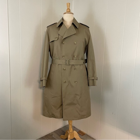 Vintage Oleg Cassini Men’s Classic Double Breasted Belted Trench Coat - Picture 1 of 11